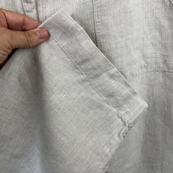 Athleta Voyager Linen Trouser Pants Size 16 Oatmeal Vacation Travel Athleisure - Picture 9 of 14